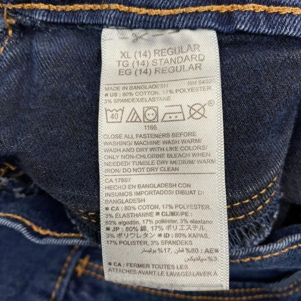 Old Navy Pull On Skinny Girls size XL 14 Dark Wash‎ Blue Denim jeans